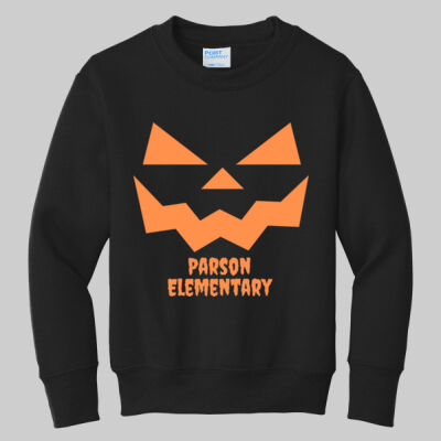 Youth Crewneck - Fall Holidays - Jack O' Lantern - Orange Thumbnail
