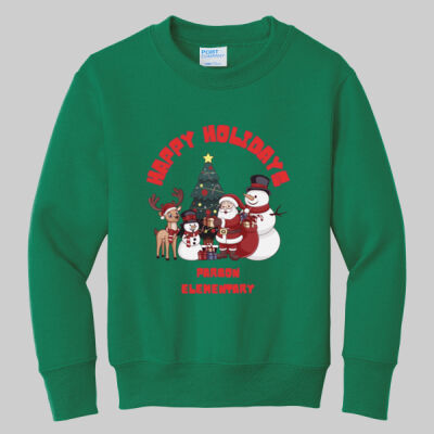 Youth Crewneck - Winter Holidays - Happy Holidays - Green Thumbnail